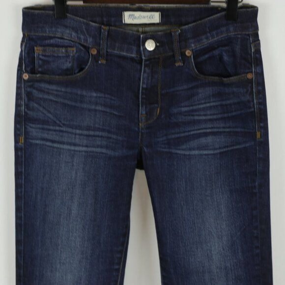 Madewell Women's Size 27 Blue Mid Rise Tall Inseam Distressed Skinny Jeans - Picture 2 of 11